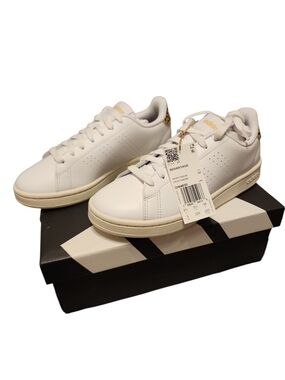 Adidas Advantage Clean White Leather Sneakers with Cheetah Print